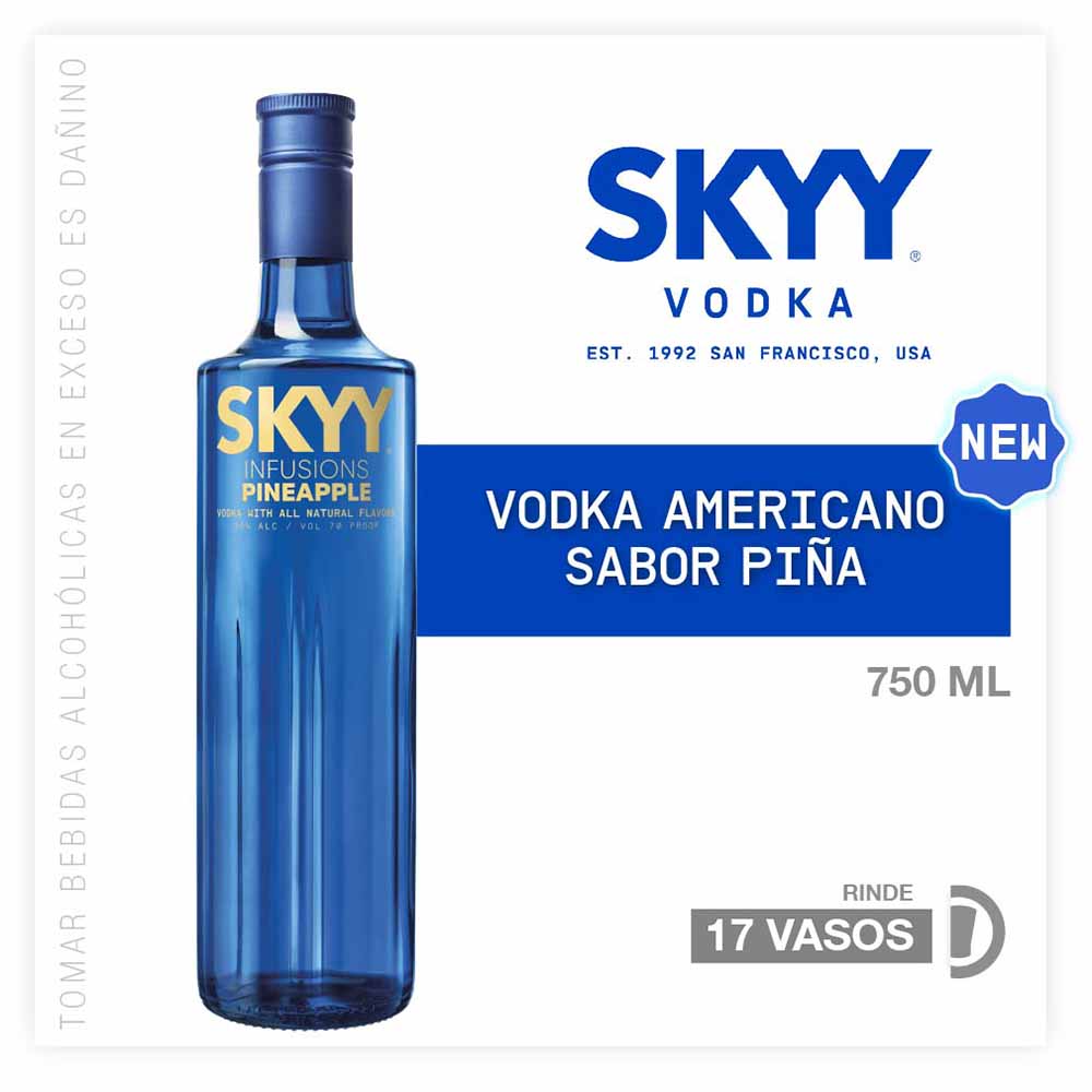 Vodka SKYY Pineapple Botella 750ml
