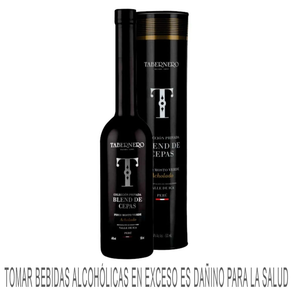 Pisco TABERNERO Mosto Verde Tres Cepas Botella 500ml