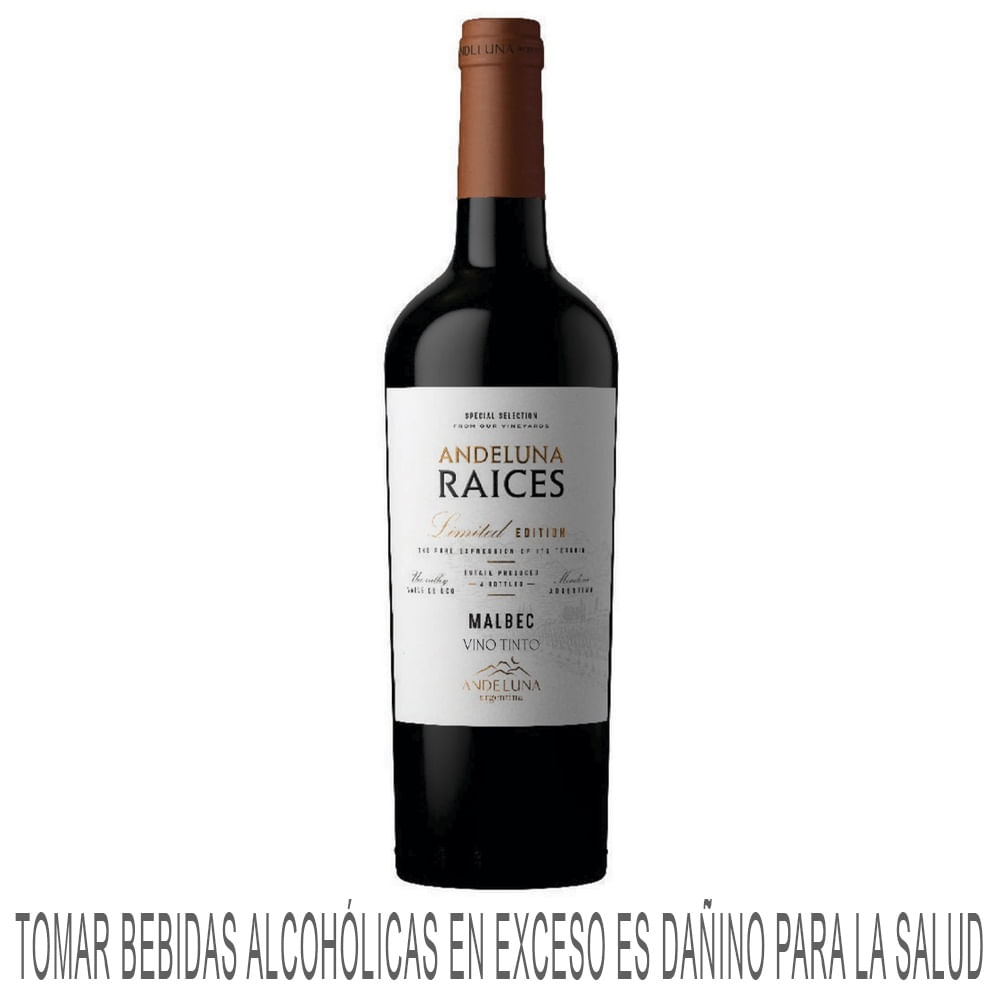 Vino Tinto ANDELUNA Raíces Malbec Botella 750ml