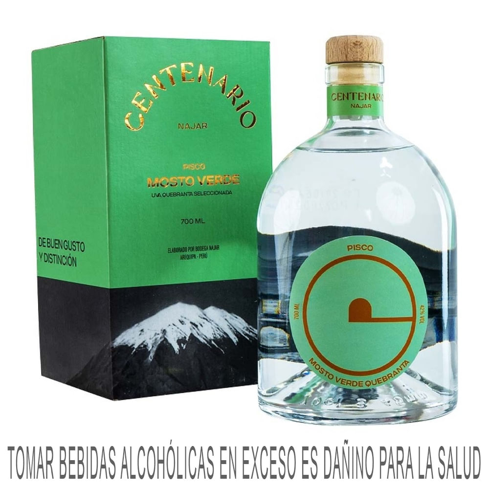Pisco NAJAR CENTENARIO Mosto Verde Botella Quebranta 700ml