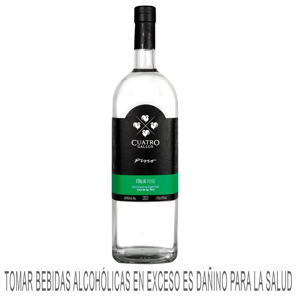 Pisco CUATRO GALLOS Italia Botella 1.75ml