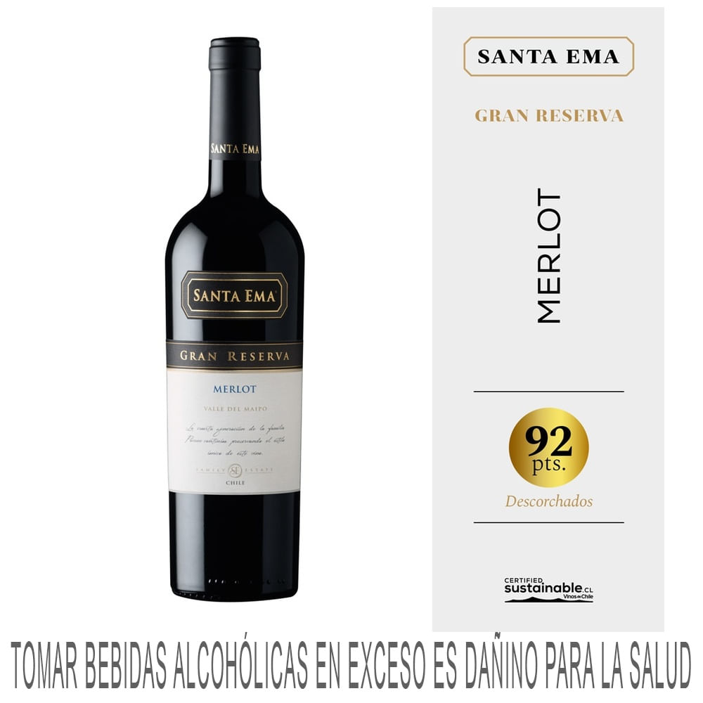 Vino Tinto SANTA EMA Gran Reserva Cabernet Merlot Botella 750ml