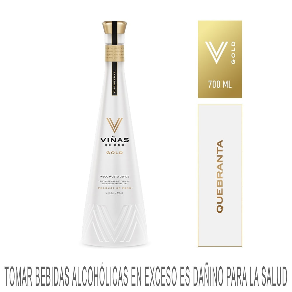 Pisco VIÑAS DE ORO Mosto Verde Quebranta Botella 700ml
