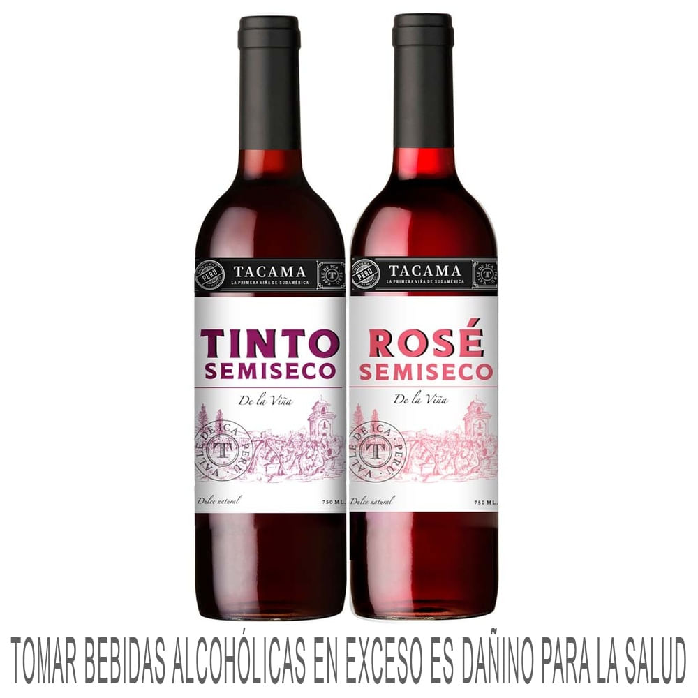 Vino Tinto TACAMA Semiseco + Rose Paquete 2un Botella 750ml