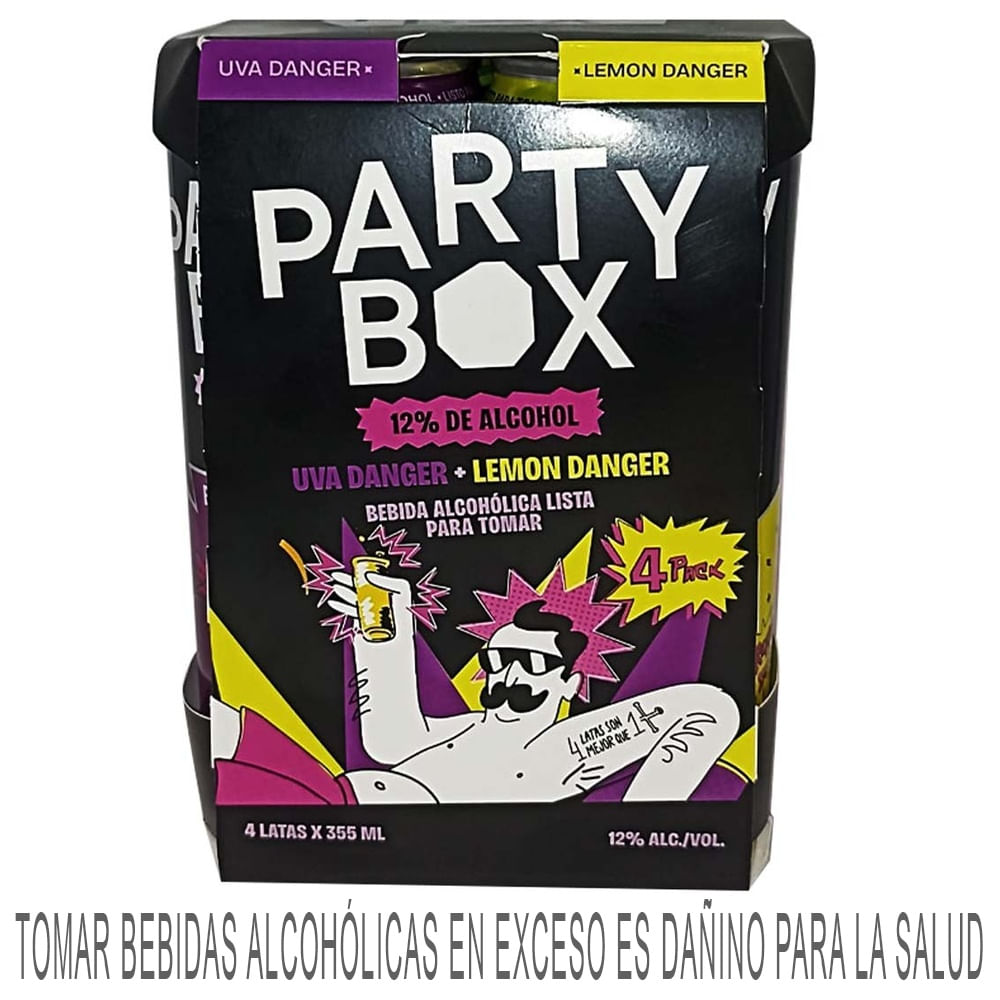 Ready To Drink (RTD) PARTY BOX Mix Uva + Lemon Lata 355ml Paquete 4un