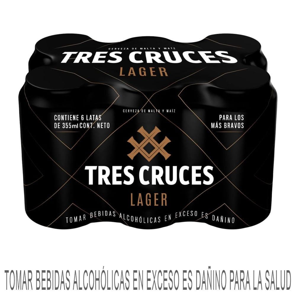 Cerveza TRES CRUCES Lager Lata 355ml Paquete 6un