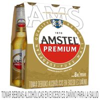 Cerveza Premium AMSTEL Botella 275ml Paquete 6un