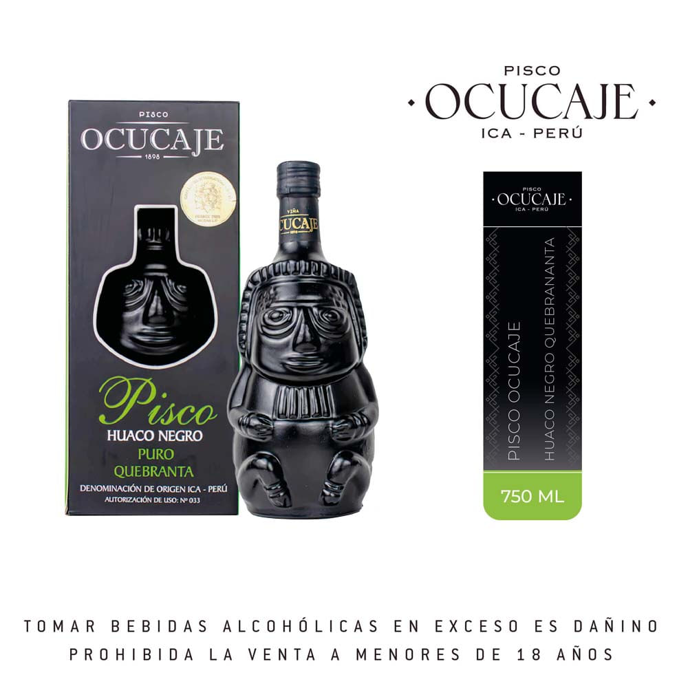 Pisco OCUCAJE Puro Huaco Quebranta Botella 750ml
