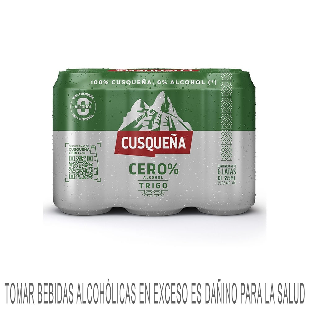 Cerveza sin Alcohol CUSQUEÑA Cero Trigo Lata 355ml Paquete 6un