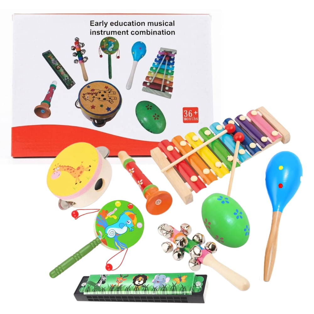 Set de 8 Instrumentos Musicales de Madera para Niños