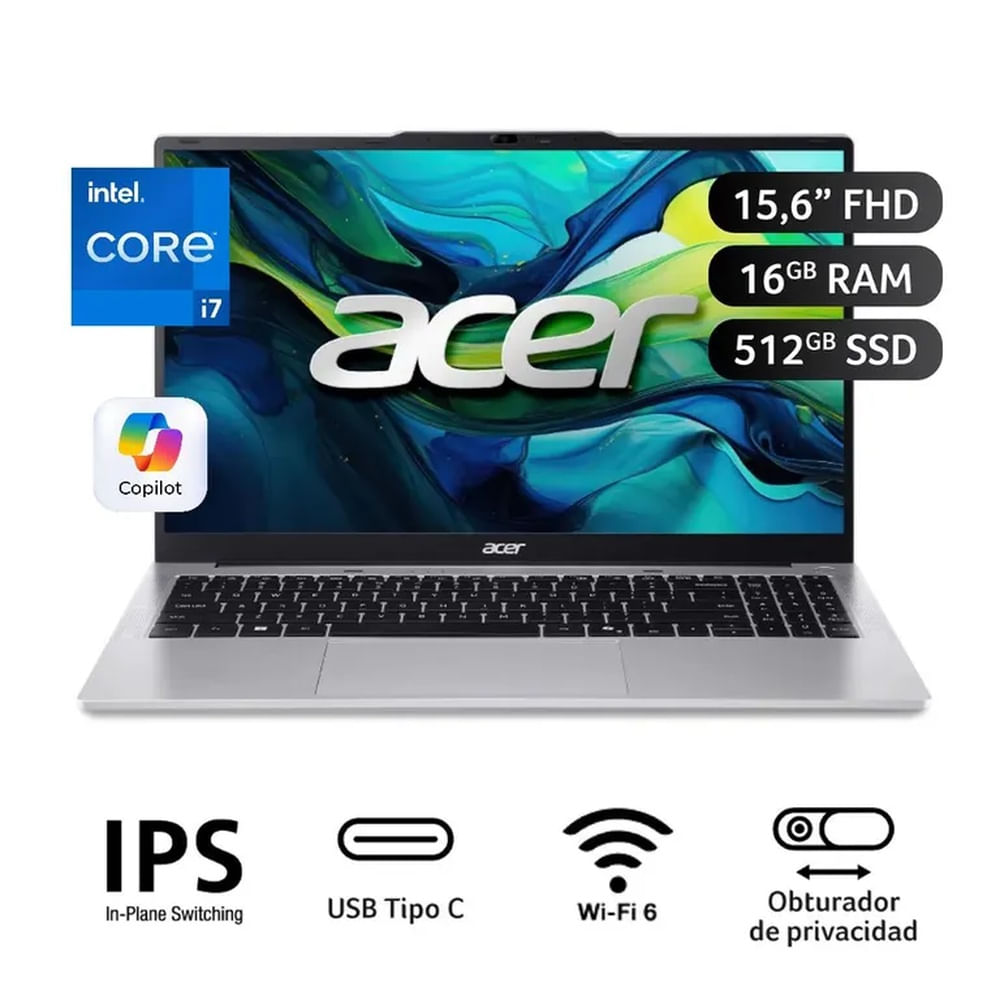 Laptop Acer Intel Core i7 13620H 16GB RAM 512GB SSD 15.6FHD Windows 11 - Aspire