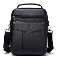 Morral De Cuero Vacuno Aldebarán 7456. Diseño Moderno. Negro