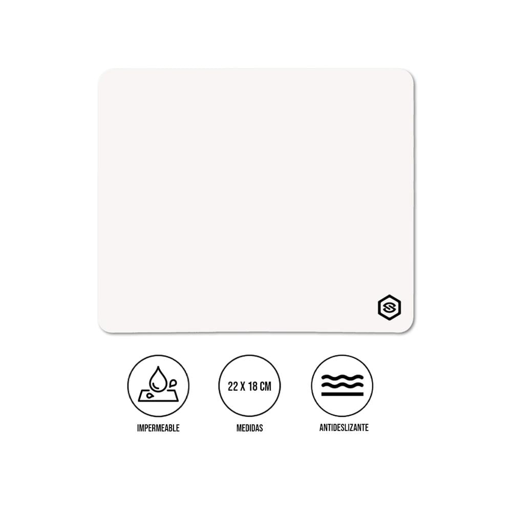 MOUSEPAD SUPERFICIE LISA MPB-02 ANTIDESLIZANTE BLANCO