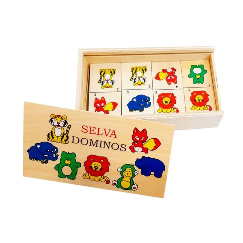 Domino Madera Figuras Educativo Juego Didactico para Niños Modelo Variado Madera