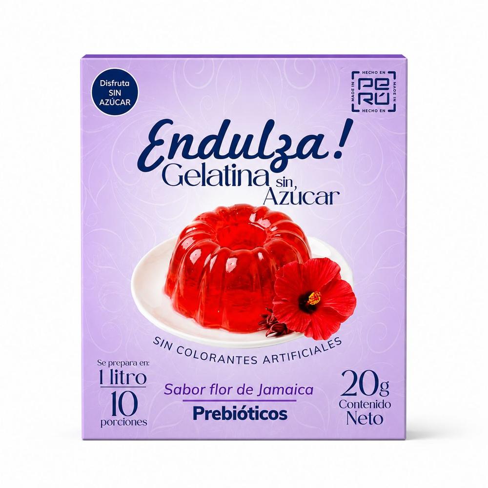 Gelatina Endulza Sabor Flor de Jamaica - Cero Azúcar