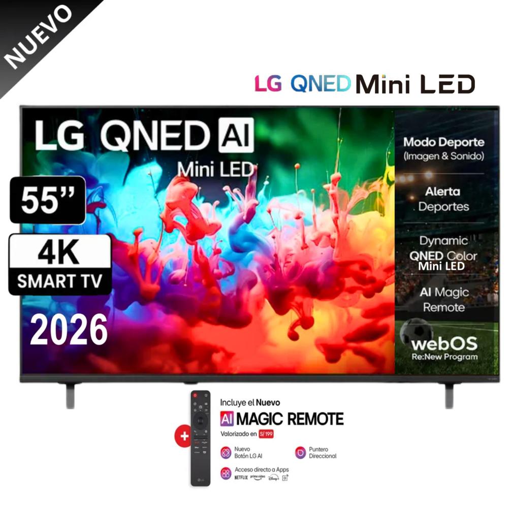Televisor LG Smart TV 55 MiniLED QNED UHD 4K 55QNED65BSA mas Control Magic AI 2026