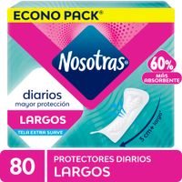 Protectores Diarios NOSOTRAS Largos Sin Alas Paquete 80un