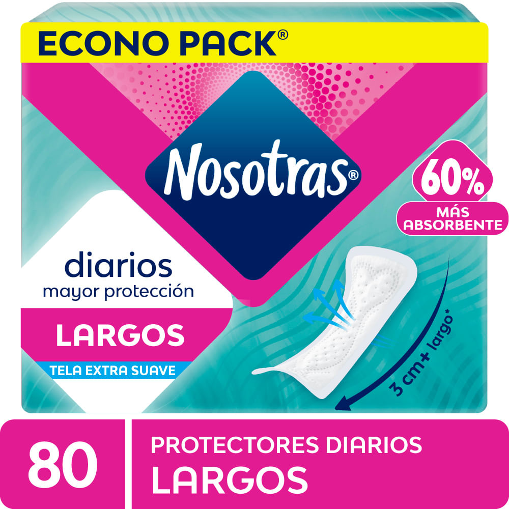 Protectores Diarios NOSOTRAS Largos Sin Alas Paquete 80un
