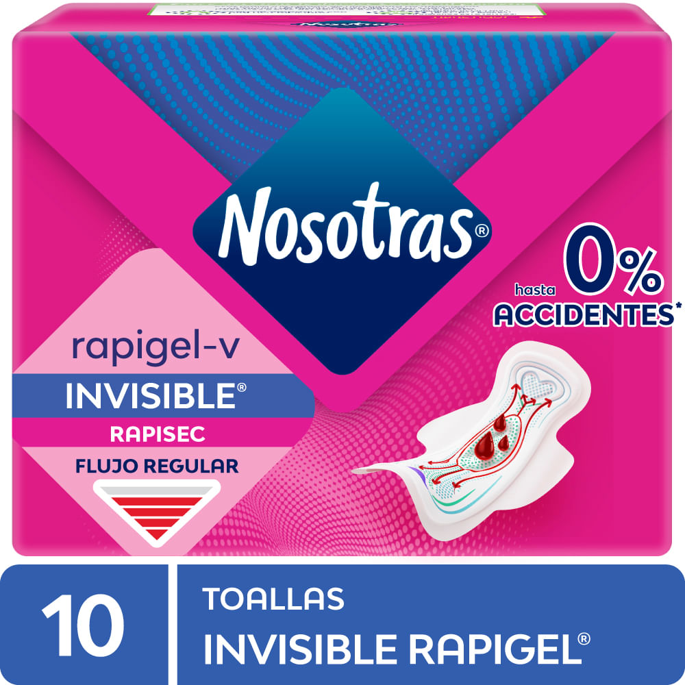 Toallas Higiénicas NOSOTRAS Invisible Rapigel Paquete 10un