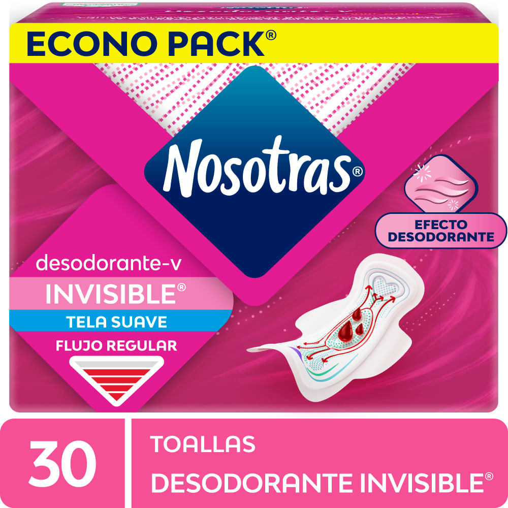 Toallas Higiénicas NOSOTRAS Invisible Desodorante Paquete 30un