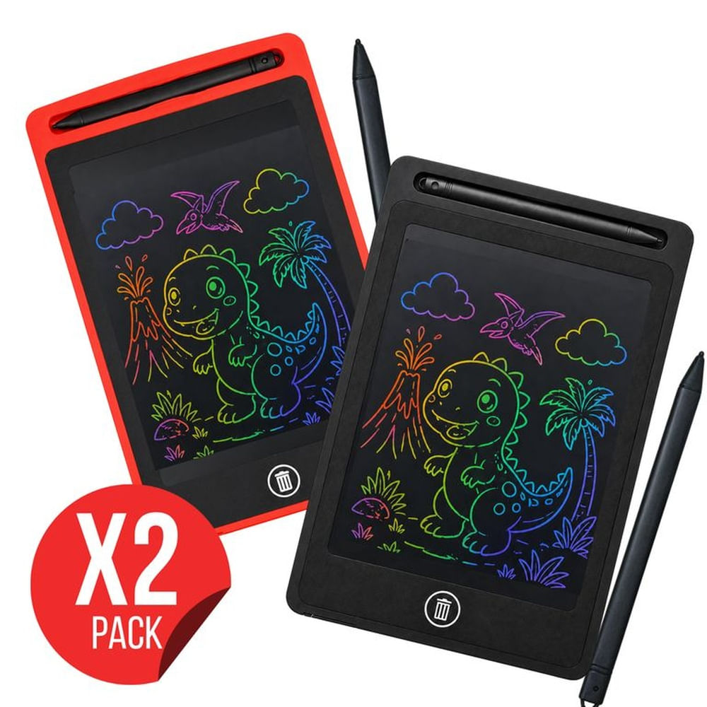 Pack X2 Pizarra Digital Reutilizable Con Lápiz Negra de 8.5 Pulgadas para Niños Azul