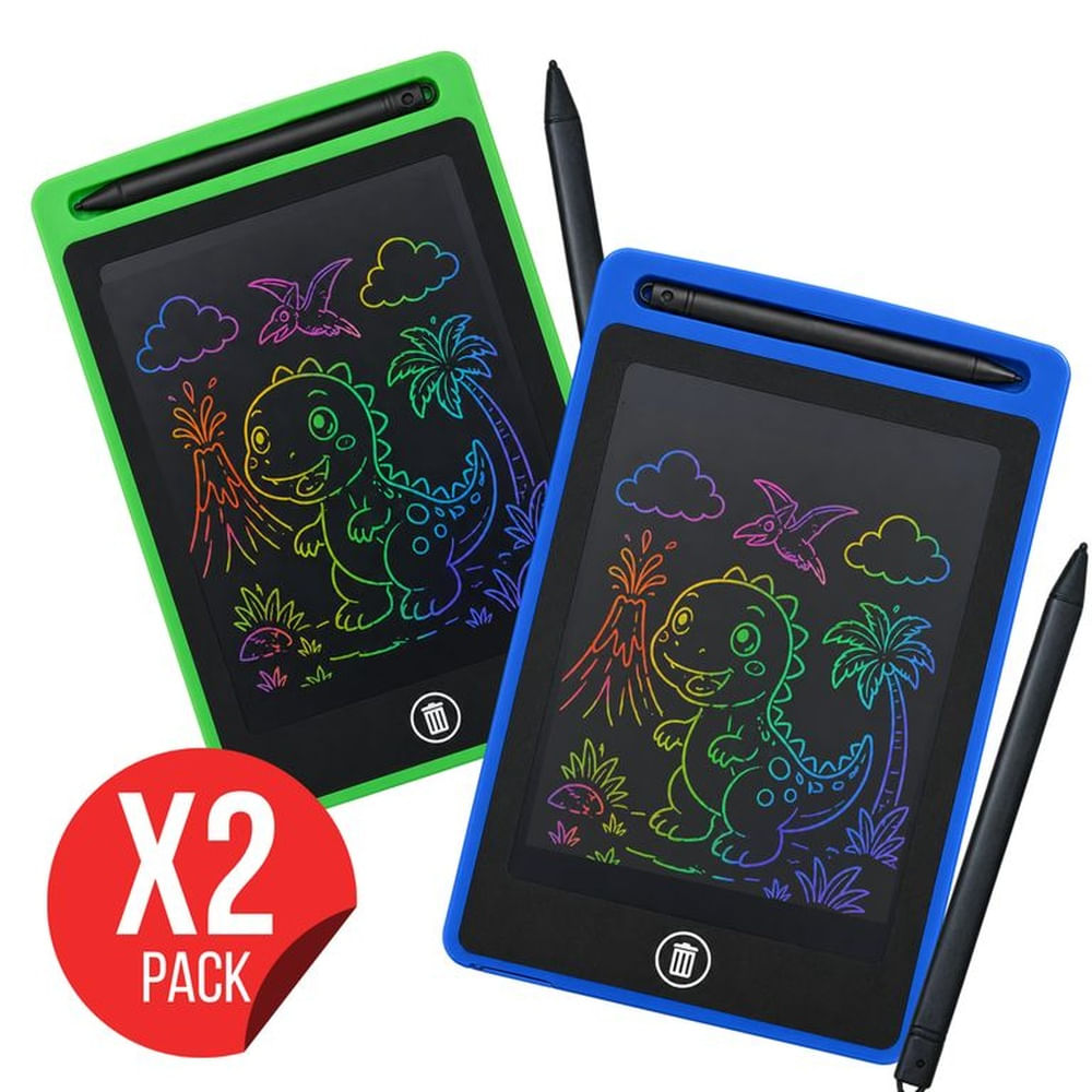 Pack X2 Pizarra Digital Reutilizable Con Lápiz Azul de 8.5 Pulgadas para Niños Verde