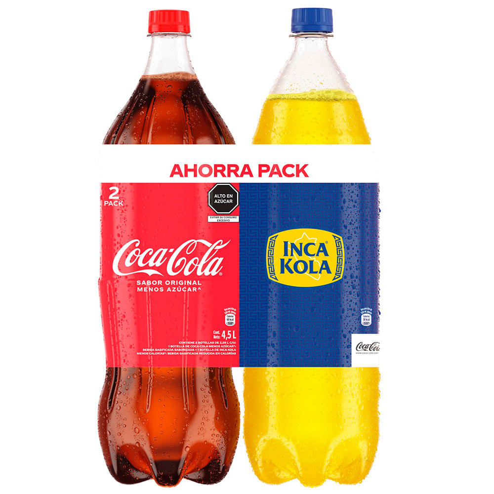 Pack Gaseosa COCA COLA + Gaseosa INCA KOLA Paquete 2un Botella 2.25L