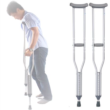 Muletas Ortopédicas de Aluminio Altura Regulable Par - Asistencia Médica y Rehabilitación