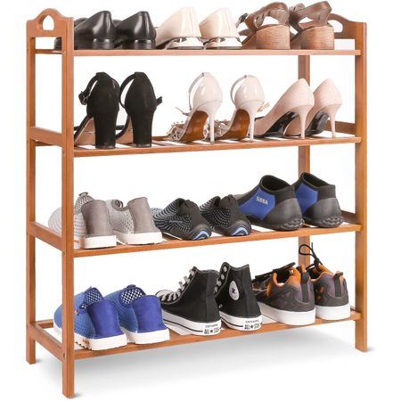 Rack Zapatera 4Pisos de Madera hasta para 12Pares de Calzados