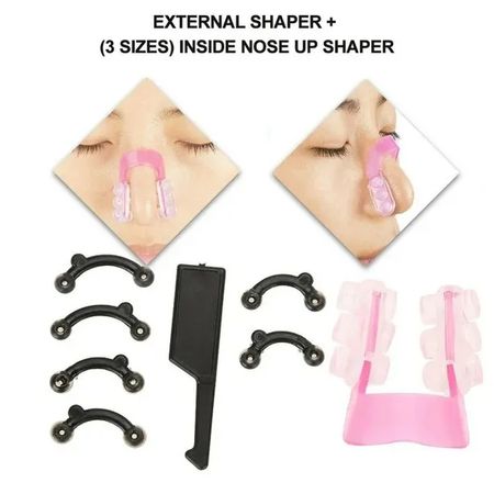 Respingadores De Nariz Corrector Nasal 3 Pares Y Clip Nariz Negro Rosa