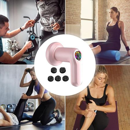 Pistola Masajeadora Shiatsu Yx-720 Inalámbrica 5 Cabezas Recargable Multicolor