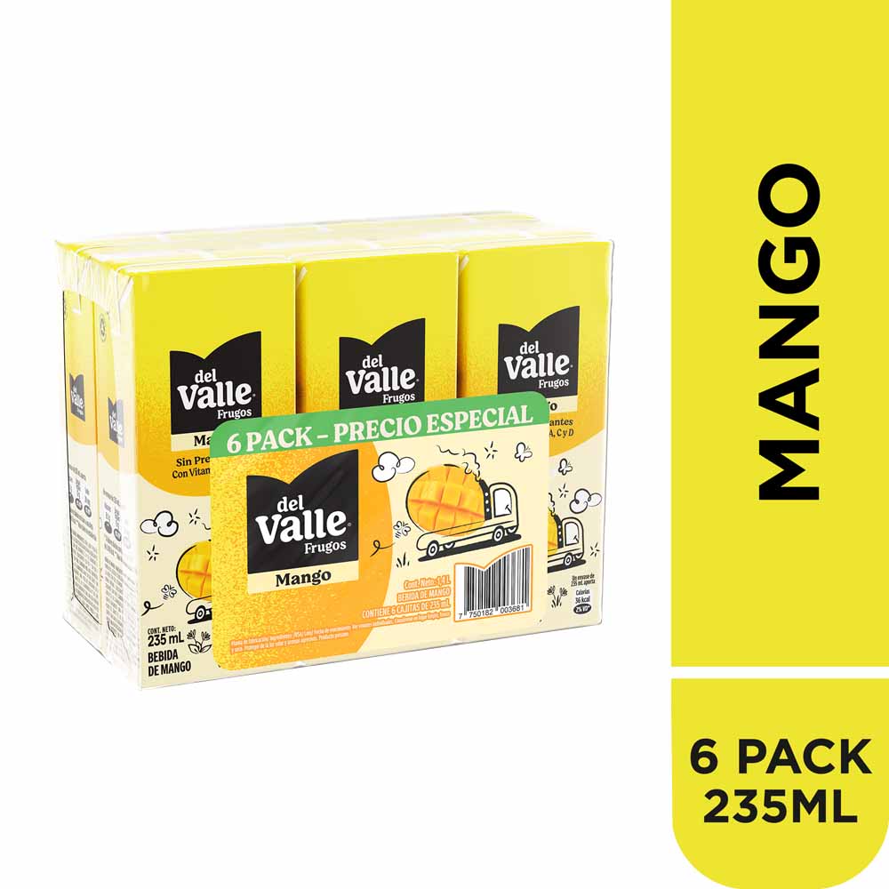 Bebida FRUGOS DEL VALLE Mango Caja 235ml Six Pack