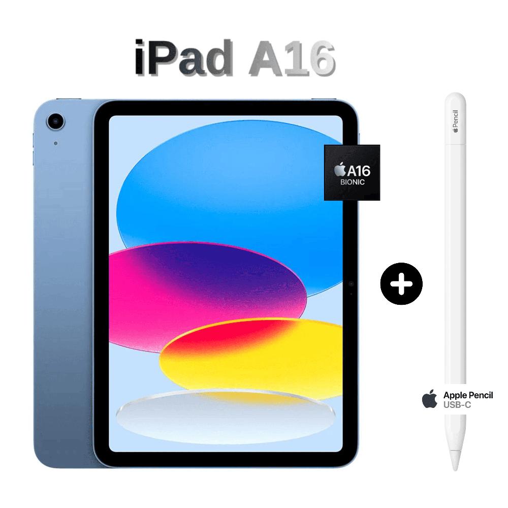 Combo iPad Apple 11'' Chip A16 Wi-Fi 128GB - Blue con Apple Pencil