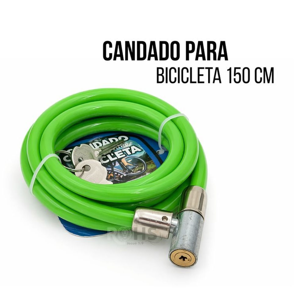 Candado Para Bicicleta Verde Tipo Cable 150 cm Con Llave Seguridad Antirrobo Verde