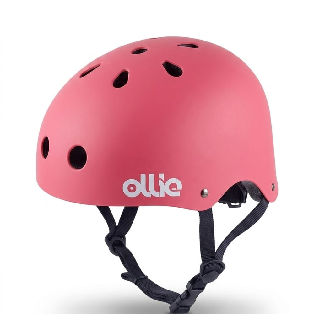 Cascos de Bicicleta Ollie Rosa Talla L con Luz Trasera y Correa Ajustable