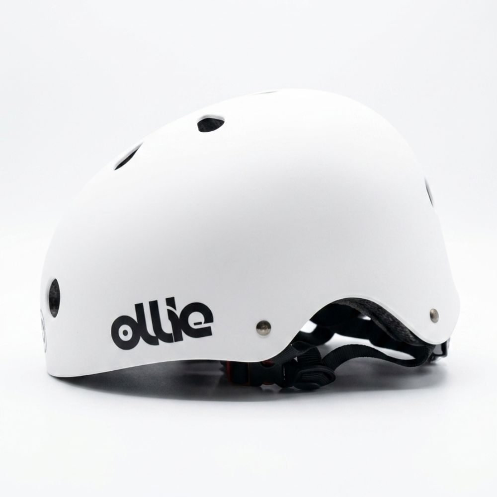 Cascos de Bicicleta Ollie Blanco Talla L con Luz Trasera y Correa Ajustable
