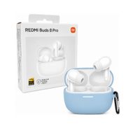 Audifonos BLANCOS Xiaomi Redmi Buds 8Pro mas Funda Protectora de Silicona color CELESTE