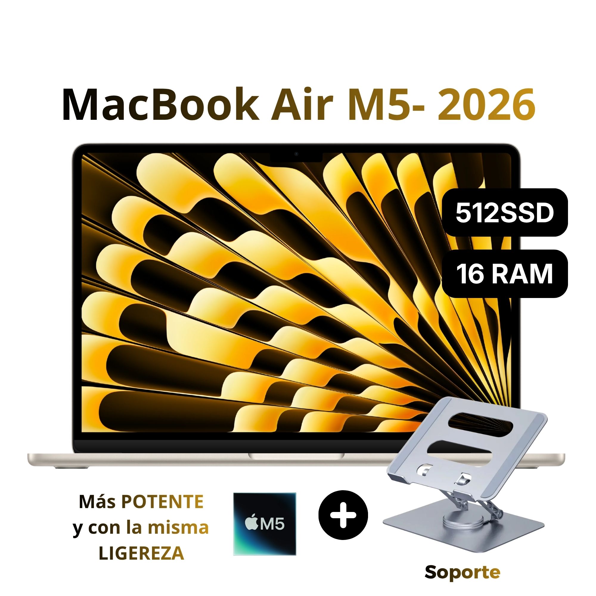 MacBook Air Apple de 13'' Chip M5 16GB RAM 512GB SSD Teclado Inglés - Starlight
