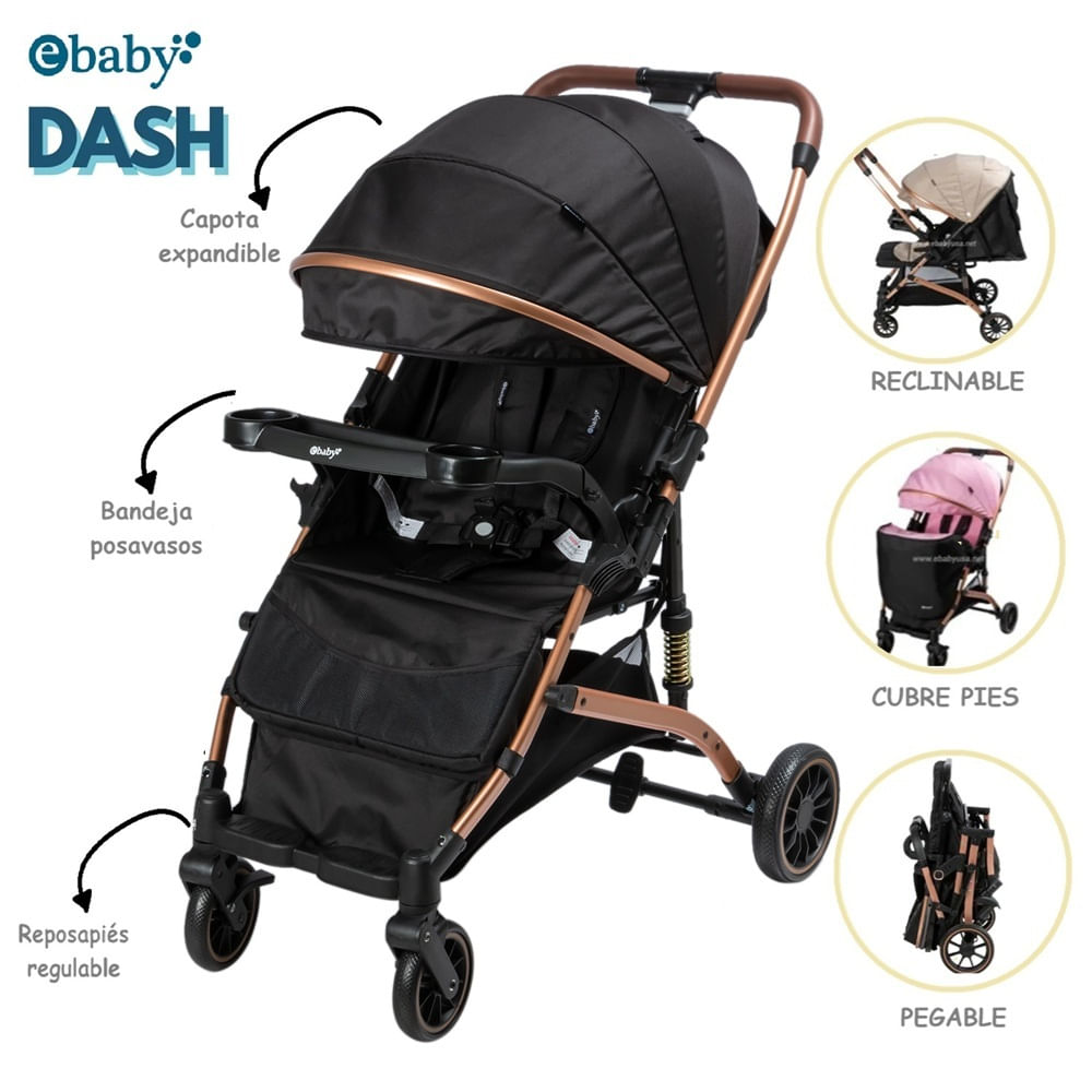 Coche de Paseo Dash con Mango Reversible Negro