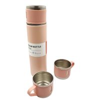Termo Termico Acero Inoxidable 500ml para Frío y Caliente Portátil con 3 tazas color rosado