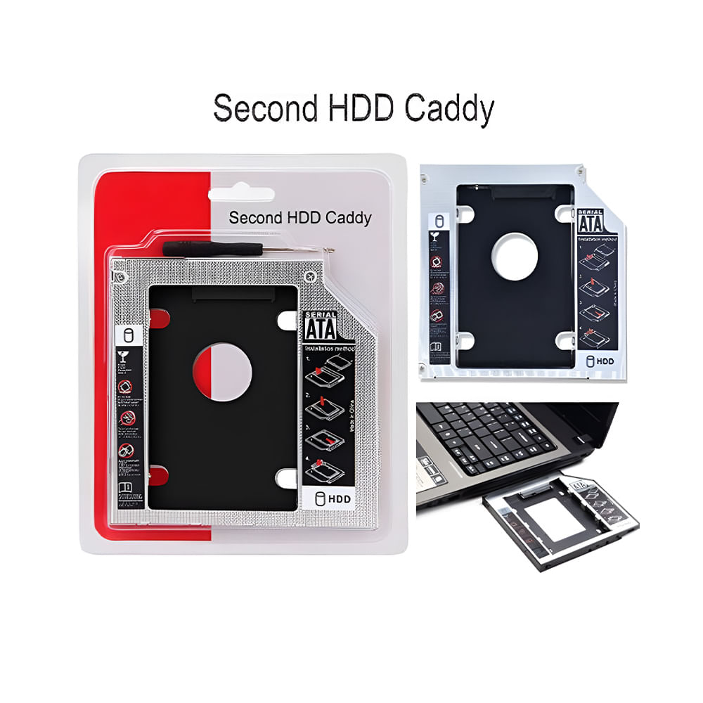 Caddy 9.5mm Adaptador para Disco duro solido SSD Laptop
