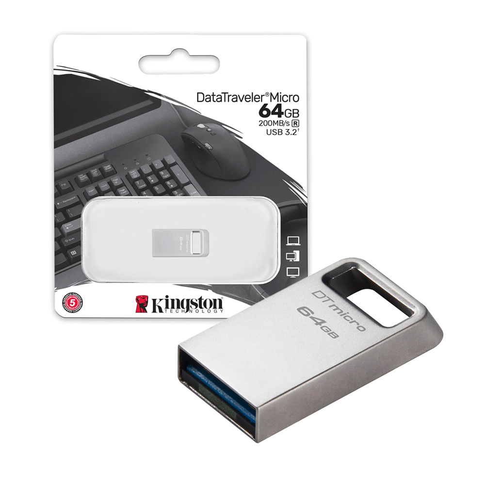 Memoria USB Kingston DataTraveler Micro 64GB USB 3.2 Gen 1 Metálica