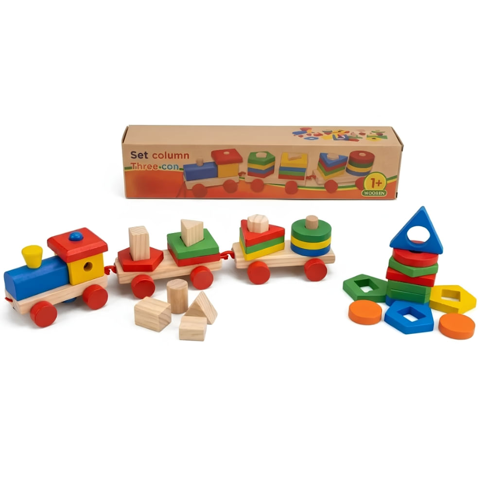 Juwgo Didactico Tren Apilable de Madera Multicolor