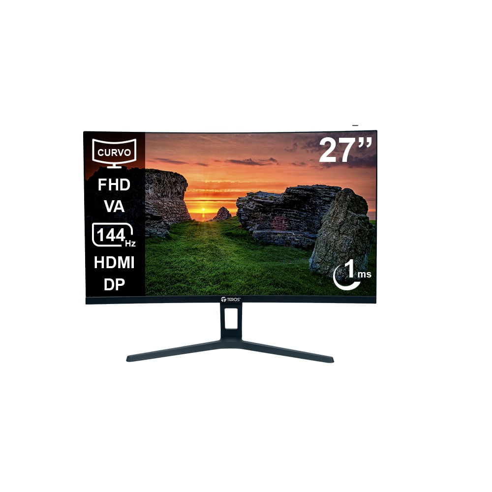 Monitor curvo Teros TE-2734S 27 Pulg FHD VA 144HZ 1MS HDMI DP Audio out