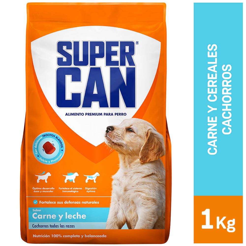 Comida Para Perros Supercan Cachorros Sabor Carne Y Leche Bolsa 1kg Plazavea Supermercado