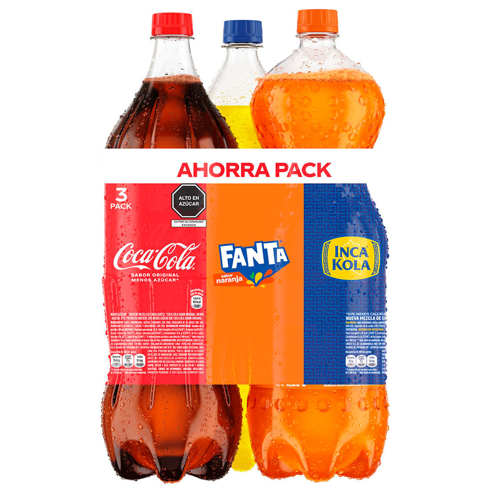 Tripack Gaseosa INCA KOLA + Gaseosa COCA COLA + Gaseosa FANTA Botella 2.25ml