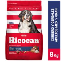 Alimento para Perro RICOCAN Adulto Medianos y Grandes Sabor Cordero y Cereales Bolsa 8Kg