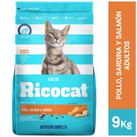 Alimento para Gato RICOCAT Adulto Pollo, Sardina y Salmón Bolsa 9Kg