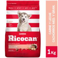 Alimento para Perro RICOCAN Cachorro Medianos y Grandes Sabor Carne y Leche Bolsa 1Kg