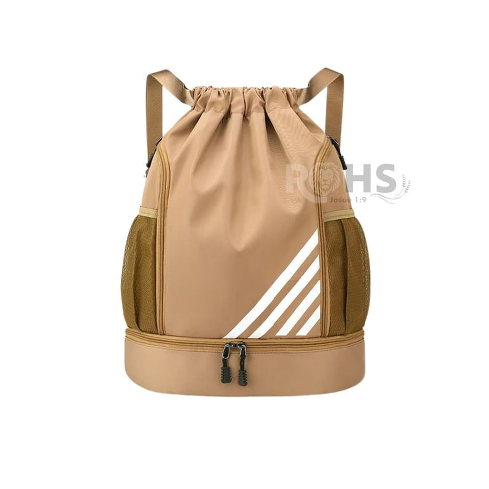 Mochila Backpack Deportiva Multifuncional con Compartimentos Color Dorado UNISEX Beige
